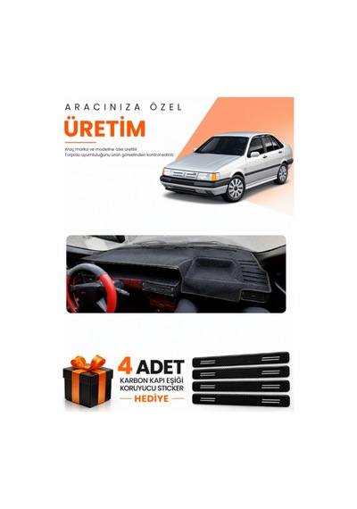 Fıat Tempra 1992-1997 Analog Konsol Uyumlu Torpido Koruma Örtüsü Oto Kılıfı - Siyah
