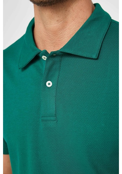 Tudors Erkek Slim Fit Dar Kesim %100 Pamuk Desenli Yeşil Polo Yaka Tişört-29684-yesıl Yeşil