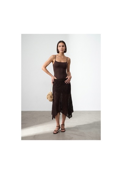 Dilvin 21216 Askılı Bodysuit-koyu Kahve-16504