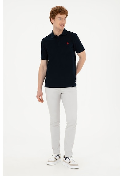 U.S. Polo Assn. Erkek Slim Fit Polo Yaka Koyu Lacivert Basic Tişört 50279573-VR100