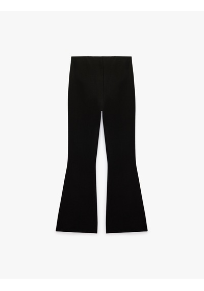 Koton Krep Scuba Kumaş Slim Fit İspanyol Paça Tayt Pantolon Siyah 7wak80028ek
