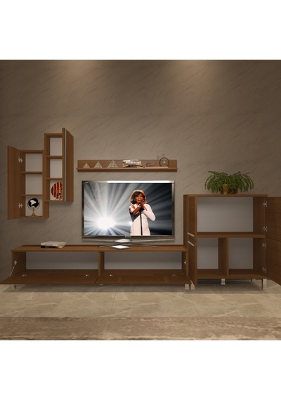 Decoraktiv Eko 6 Mdf Std Krom Ayaklı Tv Ünitesi Tv Sehpası Ceviz