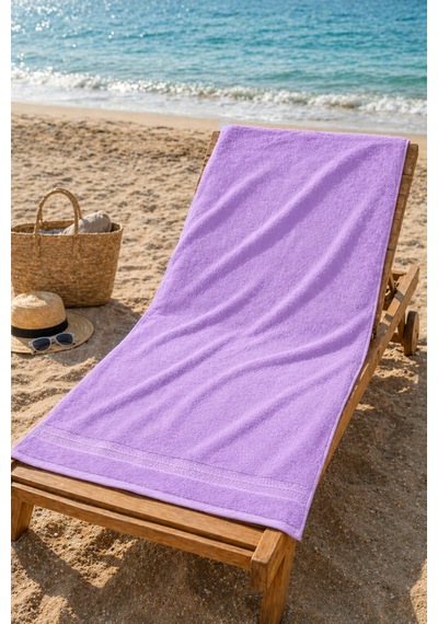 Lila Plaj Havlusu %100 Pamuk Sertifikalı Deniz & Havuz Havlu 70x130cm
