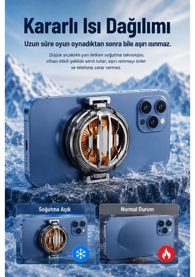 Kablolu Cep Telefon Soğutucu Oyuncu Radyatör Soğutma Fanı Acc90 Siyah