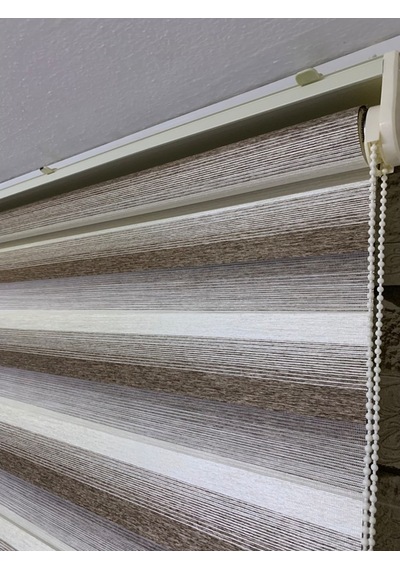 Kahve Krem Geçişli Zebra Perde Tüm Ölçülerde