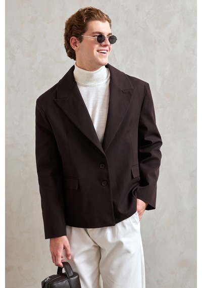 Hyman Erkek Oversize Blazer Ceket Kahverengi