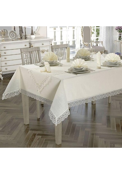 Linen Jute Simli Keten Masa Örtüsü Takımı