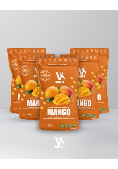 Voms Dondurularak Kurutulmuş Meyve Cipsi - Freeze Dried 5'li Mango Paketi 5x20gr 20 G