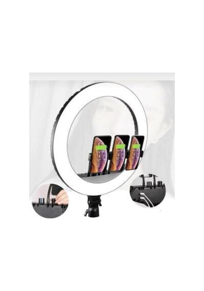 Büyük Boy Ring Light Makyaj Güzellik 5500k 48w Kuaför Kit Çantalı Ve Kumandalı 18 Inç Işık