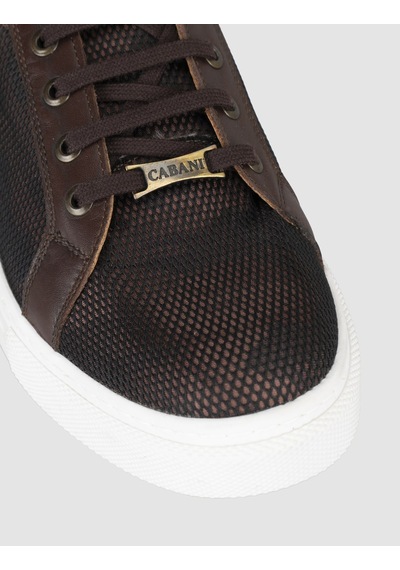 Cabani Kahverengi Hakiki Deri File Detaylı Erkek Sneaker