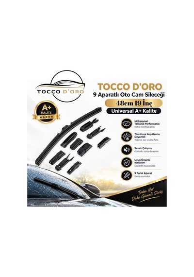 Tocco D'oro 9 Aparatlı Oto Cam Sileceği 49 Cm 19 İnç Universal A+ Kalite