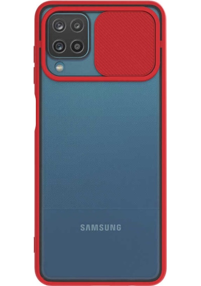 Samsung Galaxy M12 ile Uyumlu Kapak Lensi Açılır Kapanır Kamera Korumalı Silikon Kılıf