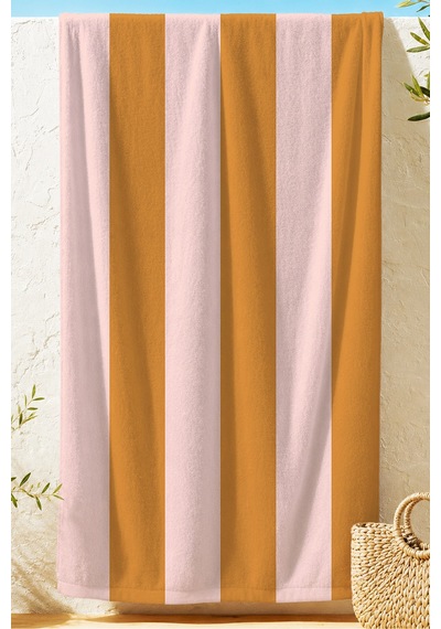 Çizgili Sarı Pudra Plaj Havlusu - Minimalist Modern Havuz Deniz Banyo Hızlı Kuruyan Mikrofiber Havlu Çok Renkli