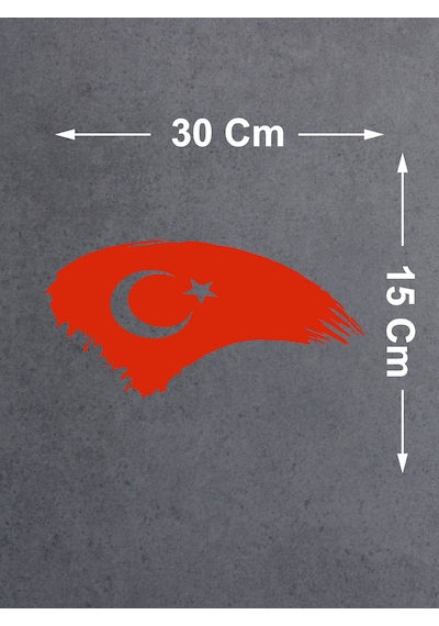 Türk Bayrağı Sticker - Ay Yıldız, Türkiye, Araba Oto Motosiklet Karavan Sticker - 00786 30x15 Cm