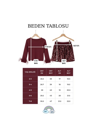 My Kids Wear Kız Çocuk Bayramlık Payet Etekli Takım 12535 Beyaz - Fuşya