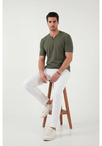 Buratti Pamuklu Regular Fit Yarım Fermuarlı Erkek T Shirt 5902653 Haki