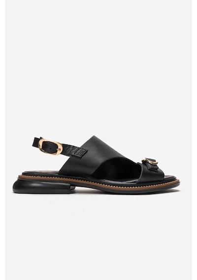 Luvishoes Cruel Siyah Cilt Hakiki Deri Kadın Sandalet