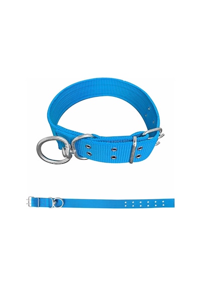 Savex Dokuma Köpek Boyun Tasması Mavi 5 80 Cm Fosforlu Sarı