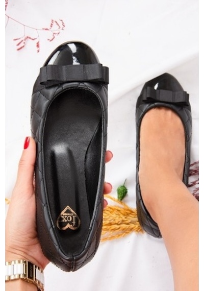 Fox Shoes Siyah Kapitone Kadın Babet D726019509 Siyah