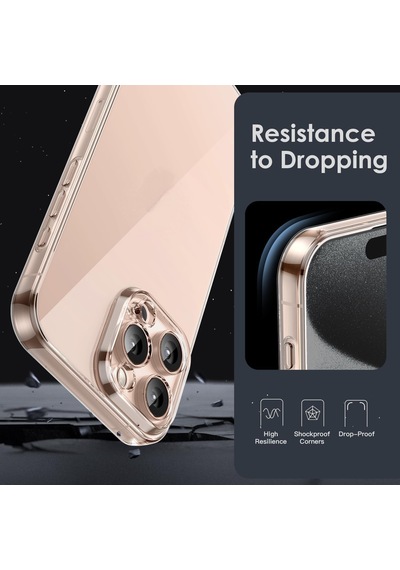Şeffaf Kılıf Apple İphone 15 Pro Max Uyumlu Şeffaf Silikon Kılıf Kamera Koruyuculu