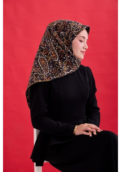 Silk Home Twill İpek Eşarp 11478-06 Siyah, Kına Yeşili, Somon, Taba, Gri, Taş