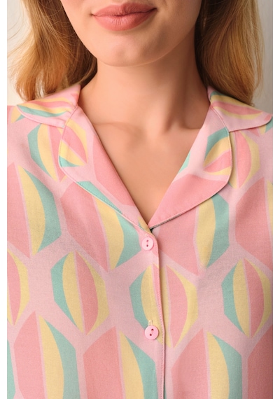 Suwen Sevara Gömlek Yaka Şort Pijama Takımı Sh26534667b334 Pembe