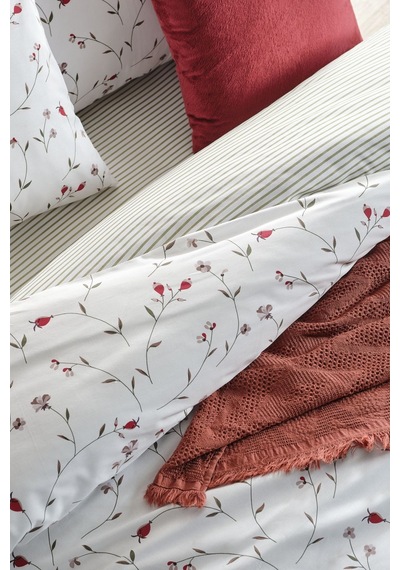Doqu Home Ranforce Elegan Çift Kişilik Nevresim Takımı - Beyaz