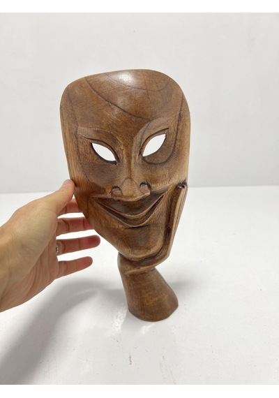 Ahşap Gülümseyen Maske/askılı Duvar Dekoru Büyük Boy