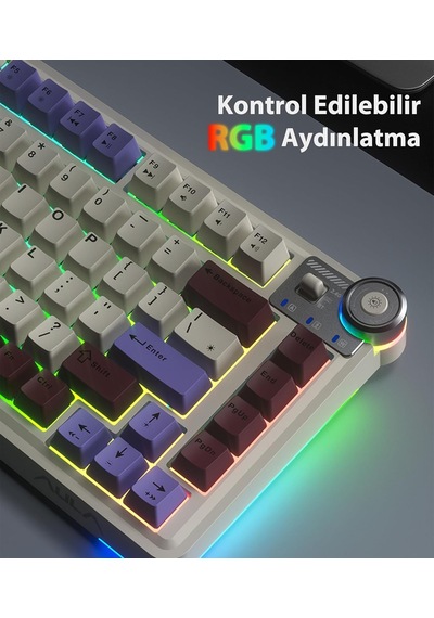 Au75 3 Modlu Rgb Hot Swap Mekanik Tkl Seiya Switch Kablosuz Makrolu Klavye Bej
