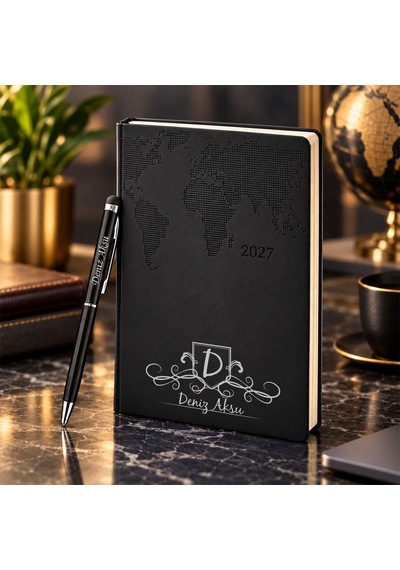 Bk Gift Kişiye Özel 378 Termo Deri Tarihli Ajanda & Siyah Touch Pen Tükenmez Kalem-10