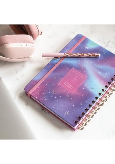 A5 Spiralli Süresiz Renkli Planlayıcı Ajanda Motivasyon Sayfalı Galaksi