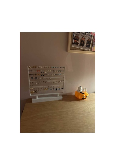 Çok Amaçlı Masaüstü Küpe Ve Takı Düzenleyici Stand - Beyaz 250x248x12mm Beyaz