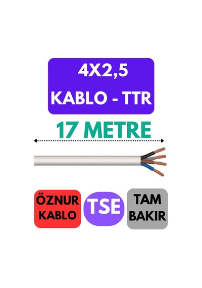 Öznur 4x2,5 Ttr Kablo Metre Seçenekli Beyaz - 17 Metre