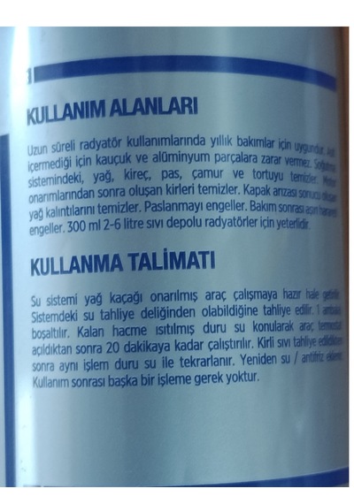 Radyatör Temizleme Sıvısı Her Araca Uygun 300 Ml