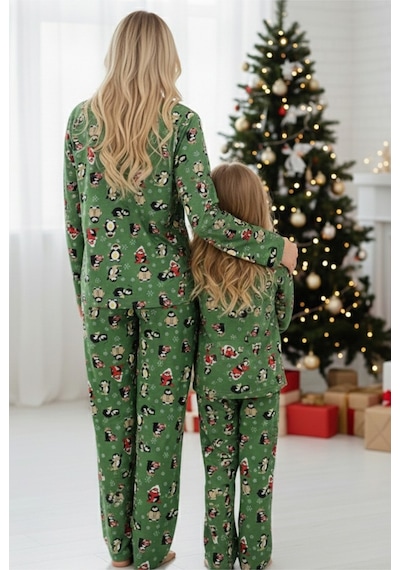 Siyah İnci %100 Pamuklu Puanlı Şeker Baston Desenli Yılbaşı Temalı Örme Pijama Takım Yeşil Penguen Siyah İnci %100 Pamuklu Puanlı Şeker Baston Desenli Yılbaşı Temalı Örme Pijama Takım Yeşil Penguen