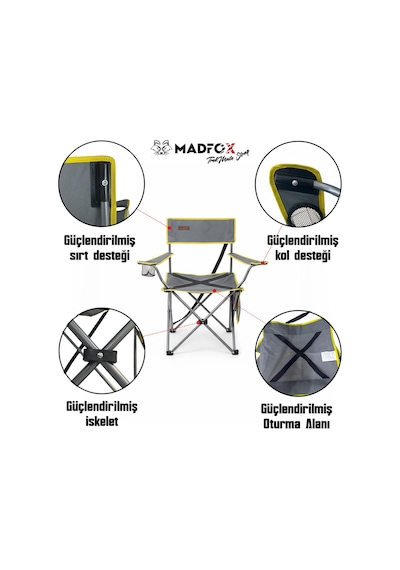 Madfox Trekmate Strap Katlanır Outdoor Koltuk Sarı
