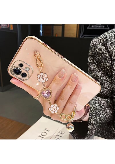 Teknomoda Apple Uyumlu iPhone 11 Kılıf El Askılı Tutamaçlı Kamera Korumalı Renkli Gold Kenar Silikon Kapak