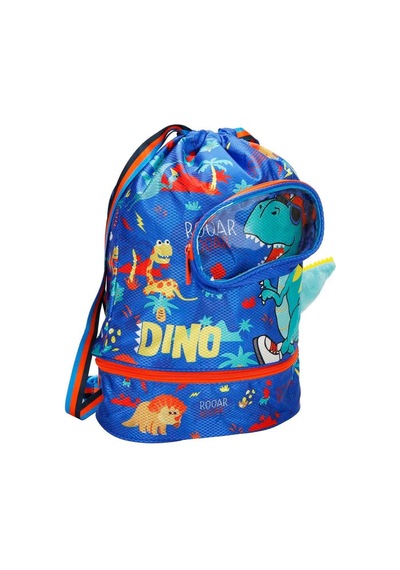 Dinozor Desenli Mavi Büzgülü Anaokulu Çantası
