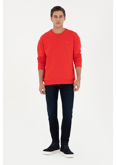 U.S. Polo Assn. Erkek Bisiklet Yaka Kırmızı Basic Şardonlu Sweatshirt 50295148-VR030 U.S. Polo Assn. Erkek Bisiklet Yaka Kırmızı Basic Şardonlu Sweatshirt 50295148-VR030