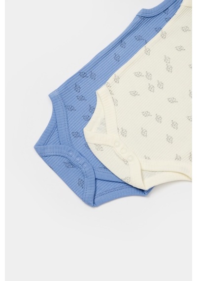 BabyCosy Organik Modal Fil Baskılı 2 Li Askılı Unisex Bebek Badi 001
