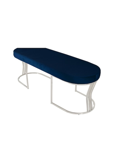 Viego Silver Smooth- Mavi Kapitoneli Model Puf & Bench & Koltuk- Oturak-uzun Makyaj Puff-yatak Odası Ucu &önü
