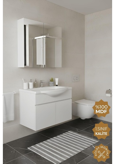Kahire 65 Cm Mdf Banyo Dolabı Seti Beyaz Diğer Kahire 65 Cm Mdf Banyo Dolabı Seti Beyaz Diğer