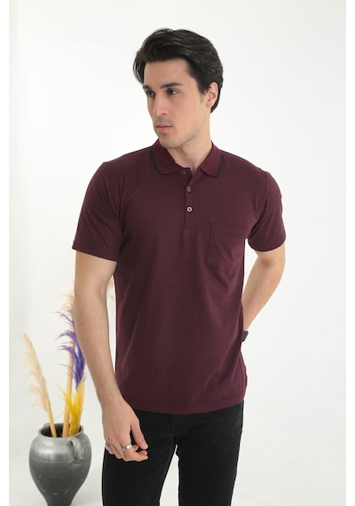 POLO YAKA BABA ERKEK DESENLİ TİŞÖRT BORDO Bordo
