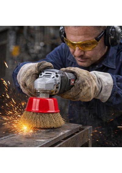 Saçaklı Çanak Tel Fırça, Pirinç Telli, 65 Mm, Taşlama Makinesi İçin