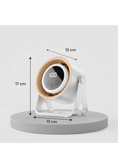 6 Kademeli Şarjlı Masaüstü Fan Dijital Ekranlı Led Işıklı Duvara Monte Askılı Mini Fan K6 Model