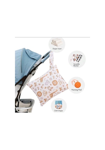 Hayvan Desenli 3'lü Set Organizer Askılı Seyahat Çantası Beyaz