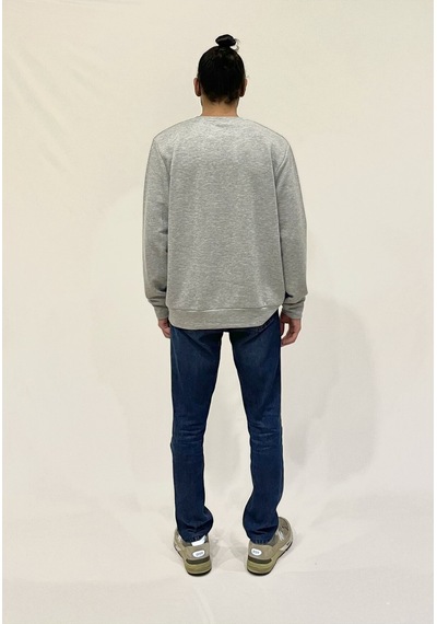 Erkek Bisiklet Yaka Rahat Kalıp 3 İplik Kalın Garnili Sweatshirt Spr24sw35 Gri Melanj