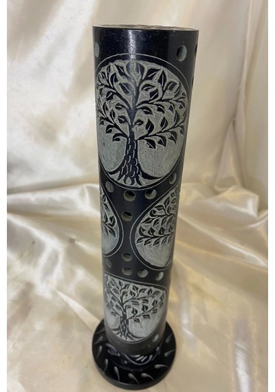 Yaşam Hayat Ağacı Hand Made El İşi Feng Shui Ejderha Yılı Doğal Obsidyen Taşı Çubuk Konik Tütsülük Kule