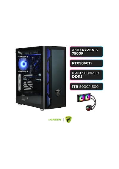 Green Griffin G2 R5-7500F 16 GB 1 TB SSD RTX5060Ti Free Dos Masaüstü Oyuncu Bilgisayarı