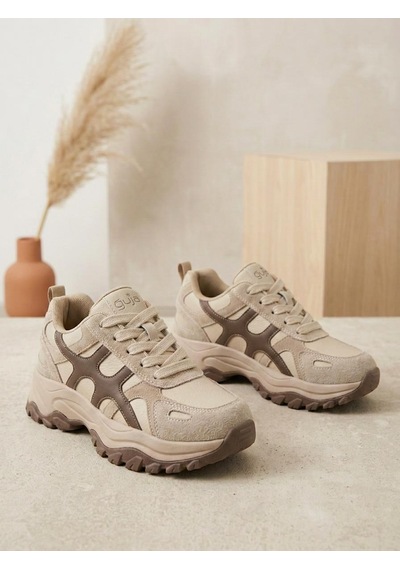 Guja 26k374-1 Kadın Bağcıklı İçi Polarlı Kalın Taban Günlük Sneaker Bej